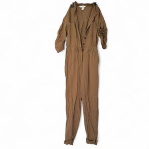 H&M Tan Button-Up Jumpsuit